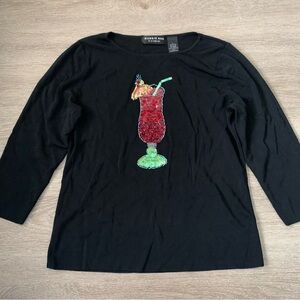 Robbie Bee Black Cocktail Blouse Size L